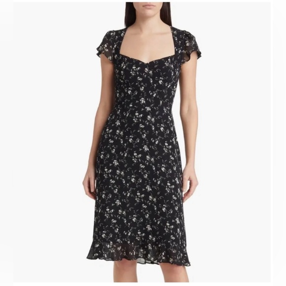 Reformation floral midi open back dress size 8 - Picture 1 of 7